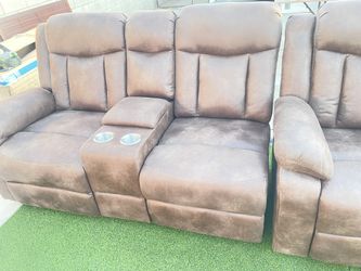 Brown New Leather Suede Couches Manuals