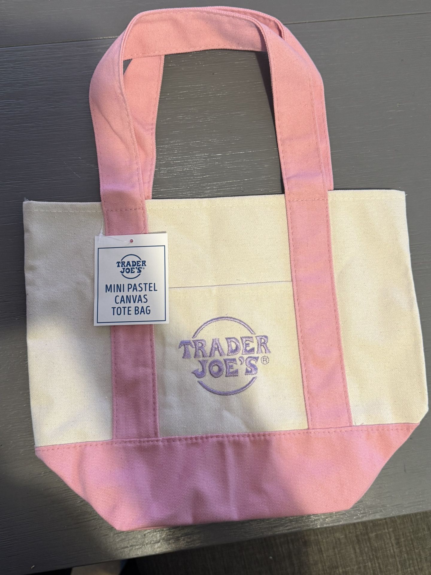 TRADER JOE'S MINI PASTEL CANVAS TOTE BAG PINK