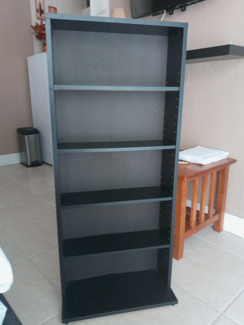 Black Adjustable Media Storage Cabinet