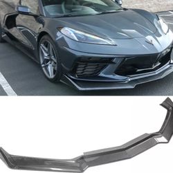 Fits 20-22 Chevy Corvette C8 5VM Style Front Bumper Lip 5PCS Carbon Fiber Print