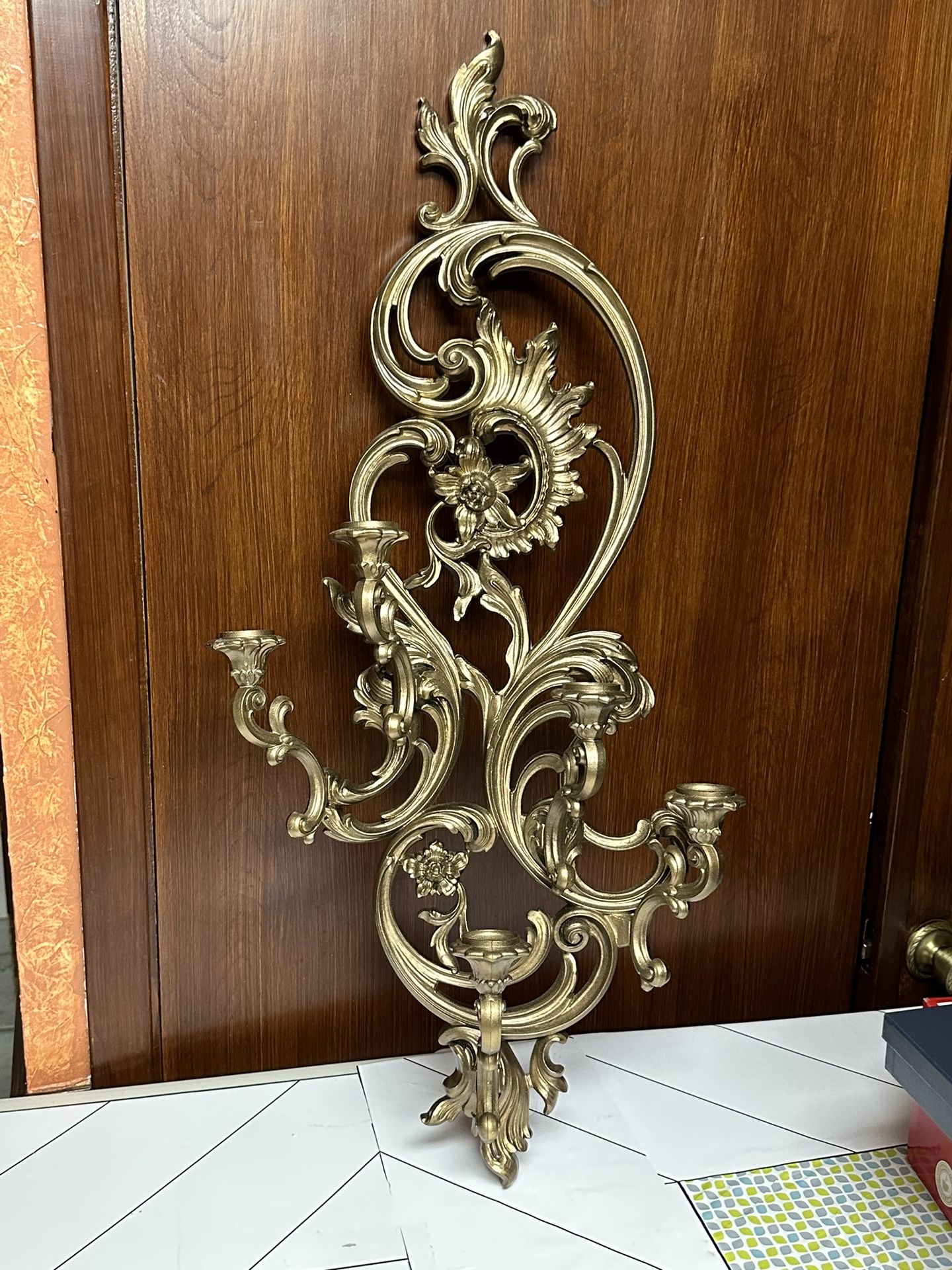 Vintage Homco ornate Hollywood Regency candelabra with 5 Arms