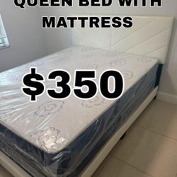 New QUEEN SIZE BED FRAME WITH MATTRESS CAMA QUEEN SIZE NUEVA 3PCS BED HEADBOARD PLATFORM MATTRESS 