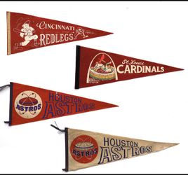 RARE Vintage Pennant Collection - Dodgers, Cowboys, Astros, Redlegs, Cardinals
