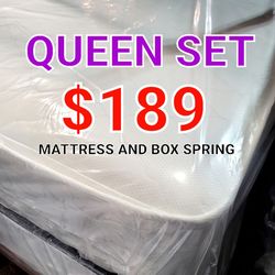 New  !! QUEEN SET $189 !! ** MATTRESS AND BOX SPRING