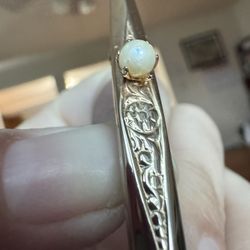 Antique Silver Toned Pin With Faux Pearl 