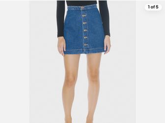 American Apparel Denim Button Front A-Line Mini Skirt Dark Wash Medium rasdm320J