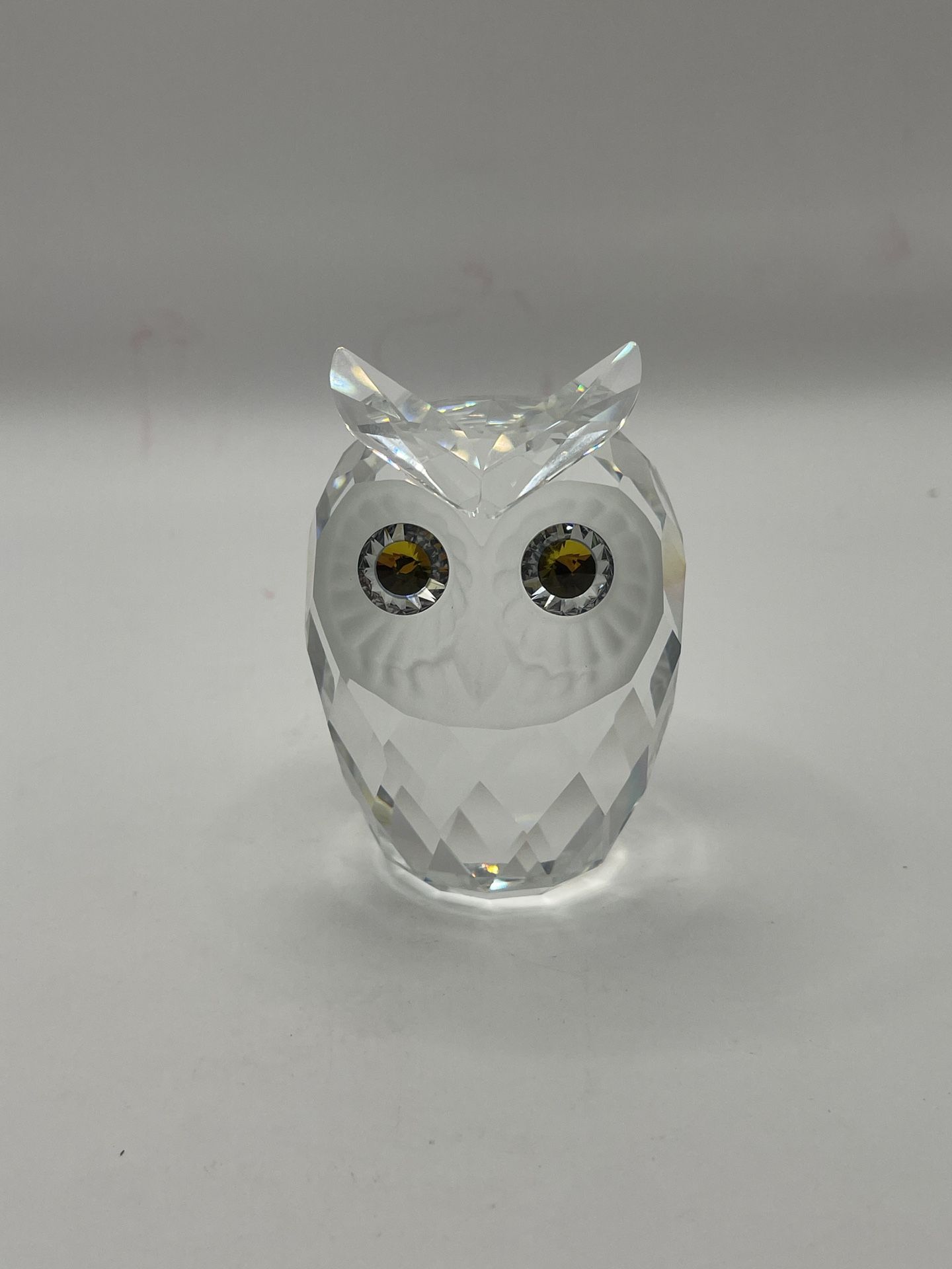 Vintage Swarovski crystal small owl figurine paperweight 2.5 inch tall