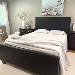 Faux Leather Espresso Black Bed (queen)