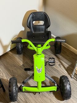 Costway Go Kart for Kids 4 Wheel Toddler Ride On Pedal Car w/ Steering Handlebars Green
