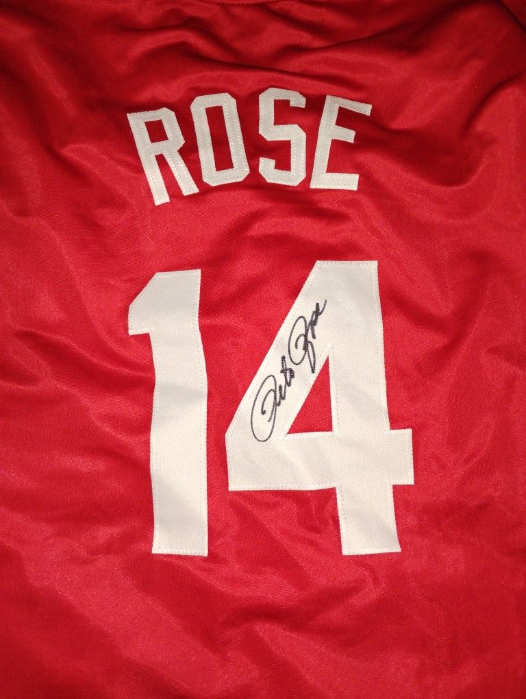Pete Rose Signed Autograph Jersey MLB Hit King Autographed Baseball Cincinnati Reds