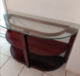 Sofa table, solid wood, Heavy-duty velvet glass