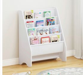 UTEX Kids Bookshelf Storage - White Cotton Sling