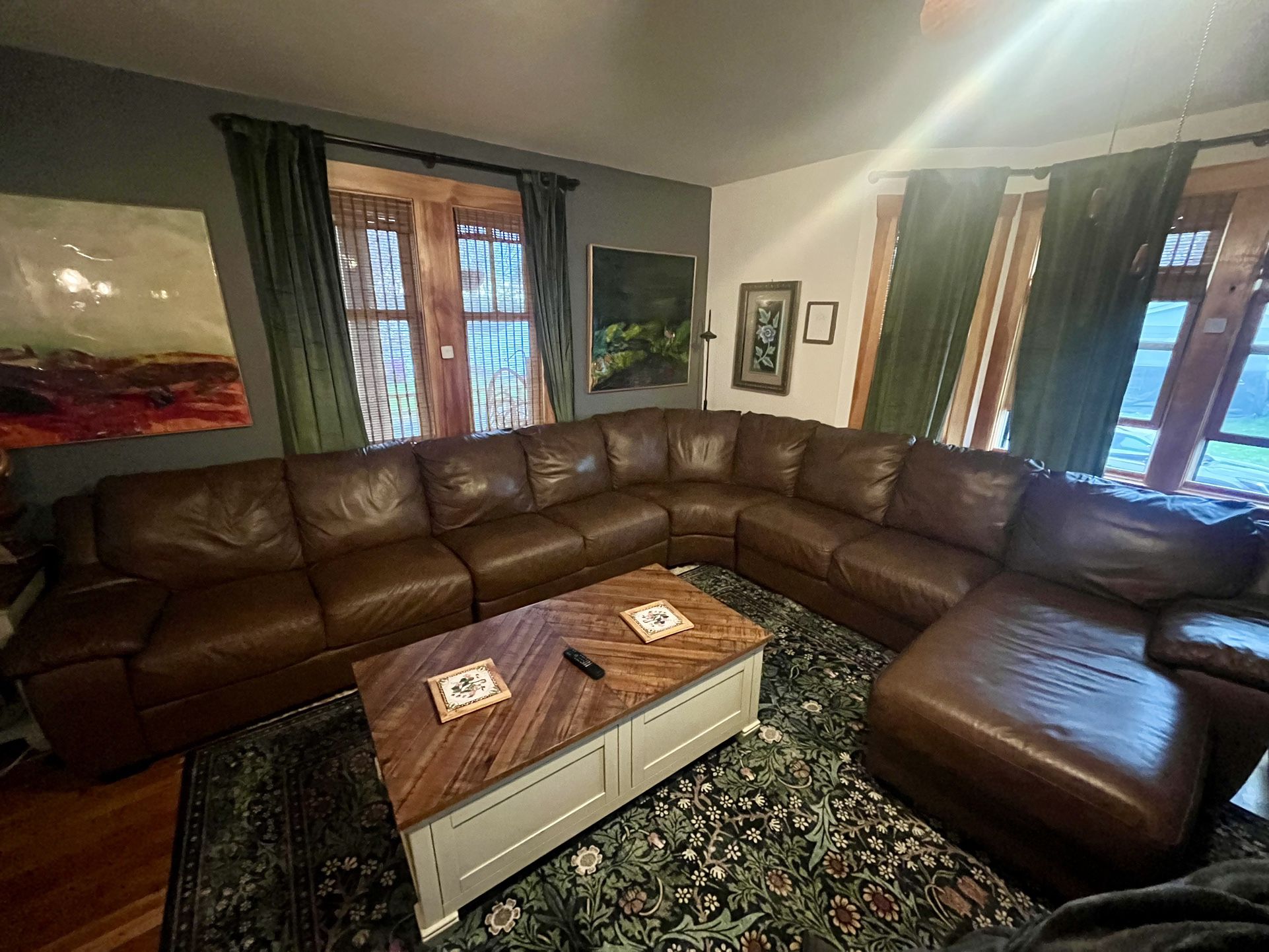 Large Italian Leather Sectional With Chaise For 1650 Or TRADE