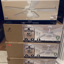 4 Unopened Ceiling Fans 52” With Light Kits