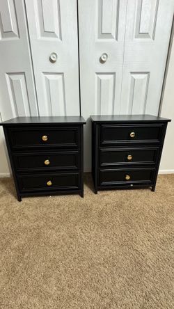 Nightstand Set of 2, Night Stands with 3 Fabirc Drawers, 19,8 Inch Tall Bedside Table with Metal Shelf, Modern Side End Table Storage Furniture, Small