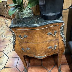 Antique Table With Granite Top