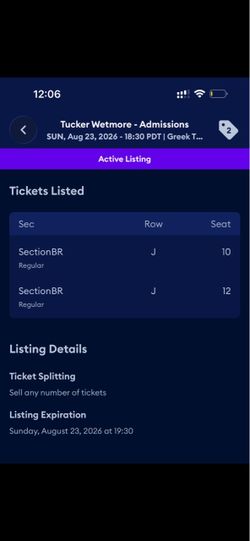 Tucker Wetmore Greek Theatre Tickets