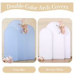 White Blue Arch Backdrop Cover Set