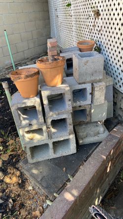 Blocks, bricks, stepping stones, pots, misc