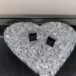 Men's Black Diamond Earrings 1/4 ct tw Stainless Steel