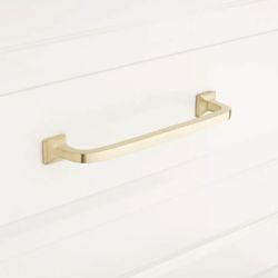 SIGNATURE HARDWARE 6" Klein Solid Brass Cabinet Pull - Satin Brass