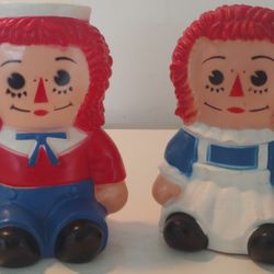 RAGGEDY ANN & ANDY COIN BANKS PAIR