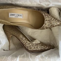 Jimmy Choo Abel Gold Glitter Women’s Pumps 