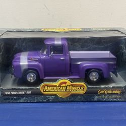 1997 ERTL American Muscle 1956 Ford Street Rod Purple Pickup Truck, 1/18, NIB