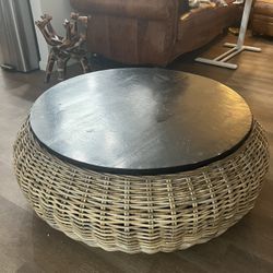 Large Wicker Ottoman
