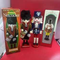 Lot of 2 Timeless 15" Deluxe Nutcracker Hand Painted Wood