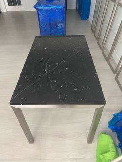 Crate & Barrel Black Marble Dining Table
