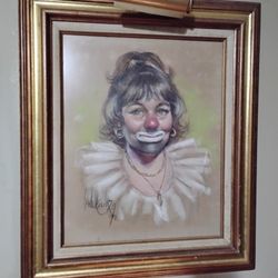2 CLOWN FRAMED ORIGINAL PAINTING