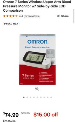 Omron 7 Series Wireless Upper Arm Blood Pressure Monitor w/ Side-by-Side LCD Comparison