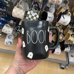 RaeDunn Black BOO ghost Mug 2023