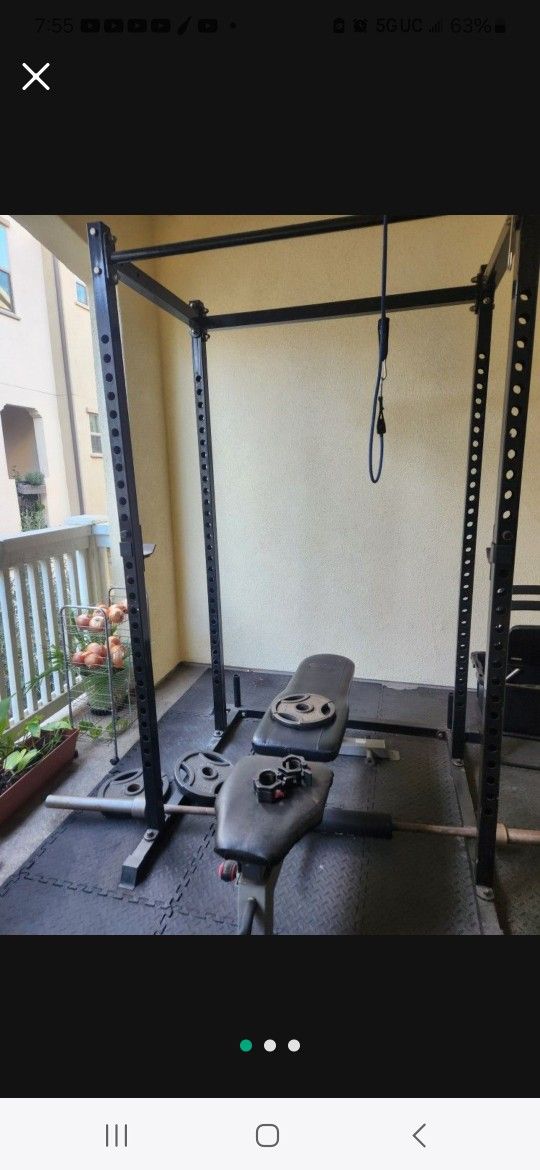 Squat Rack, W, Weights& Bench