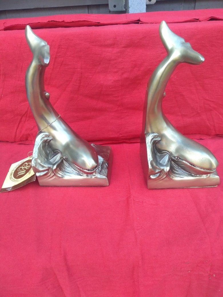 Mid Century Whale Bookends