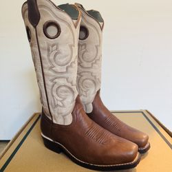 TECOVAS WOMENS 6.5 THE MARION CAFE PEARL COWHIDE BOOTS