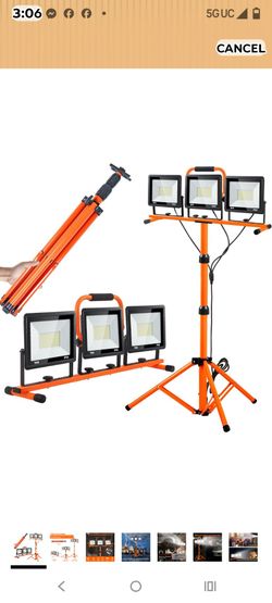 Triple Head LED Work Light with Tripod Stand