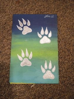 Original Paw Print Acrylic Canvas Painting