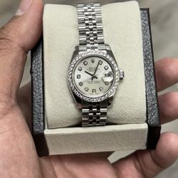 Rolex Ladies Datejust 179160 Silver Diamond Dial Diamond Bezel Stainless Steel