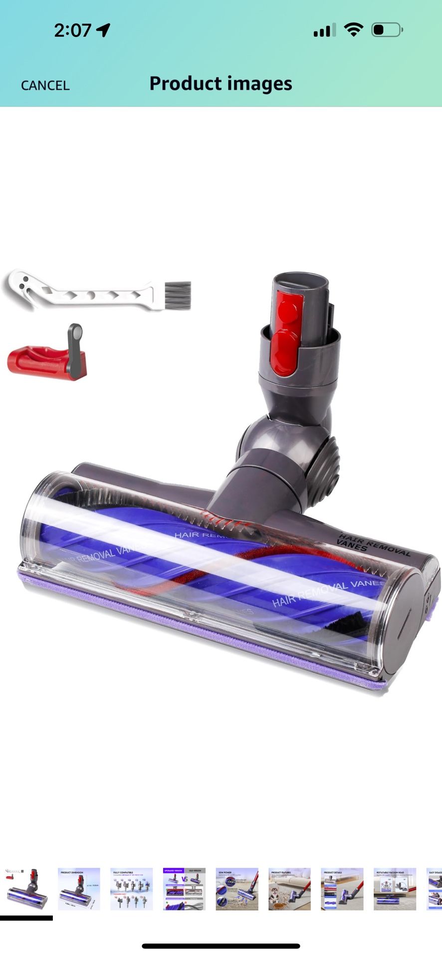 Upgrade Anti-Tangle Replacement Vacuum Head Compatible with Dyson V7,V8, Cyclone V10,V11,V15 Cordless Vacuum Cleaners, Suitable for Thin Carpets, Hard