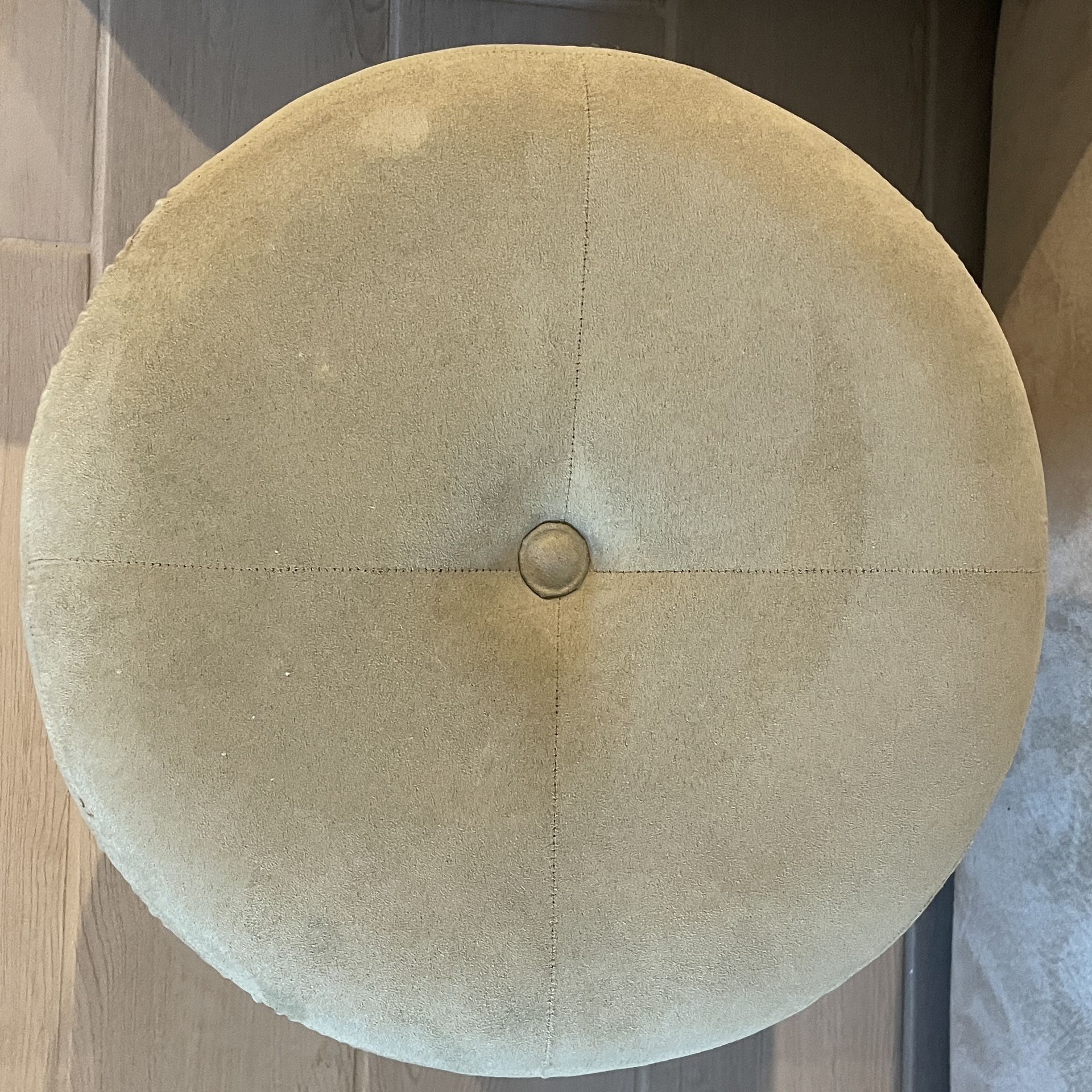 Suede & Wood Ottoman 