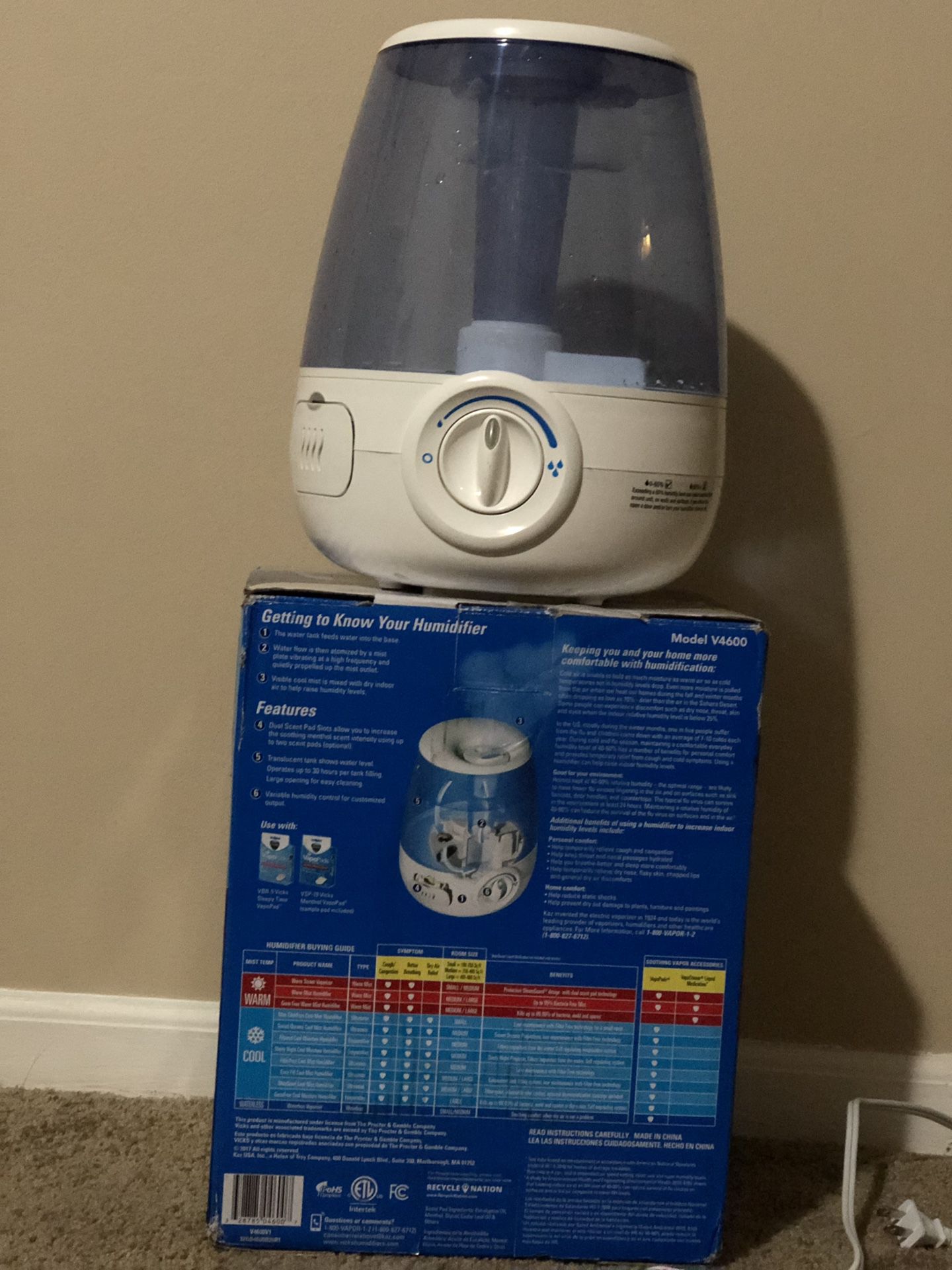 Vicks Filter-Free 1.2 Gallon Cool Mist Humidifier