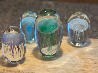 Glass Jellyfish Figurines - Ocean Art - Set of 4