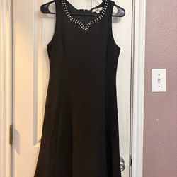 Ya Los Angeles Black Dress with Pearled Neckline