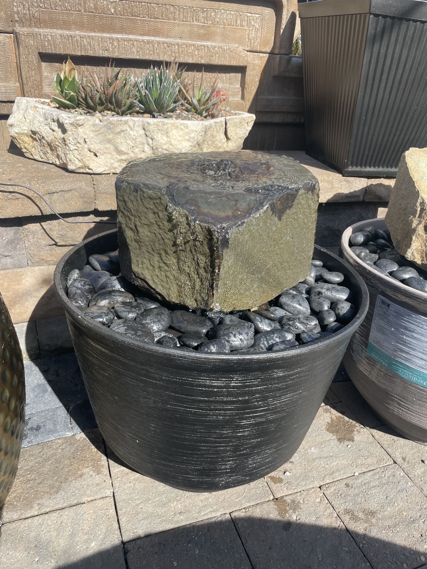 25” Gorgeous Basalt Birdbath Bubbler Water Fountain Complete Package