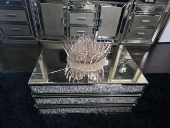 Mirrored Coffee Table with Crystal Detail