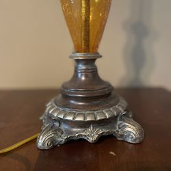 Vintage Brown Glass Lamp. Works As Should.