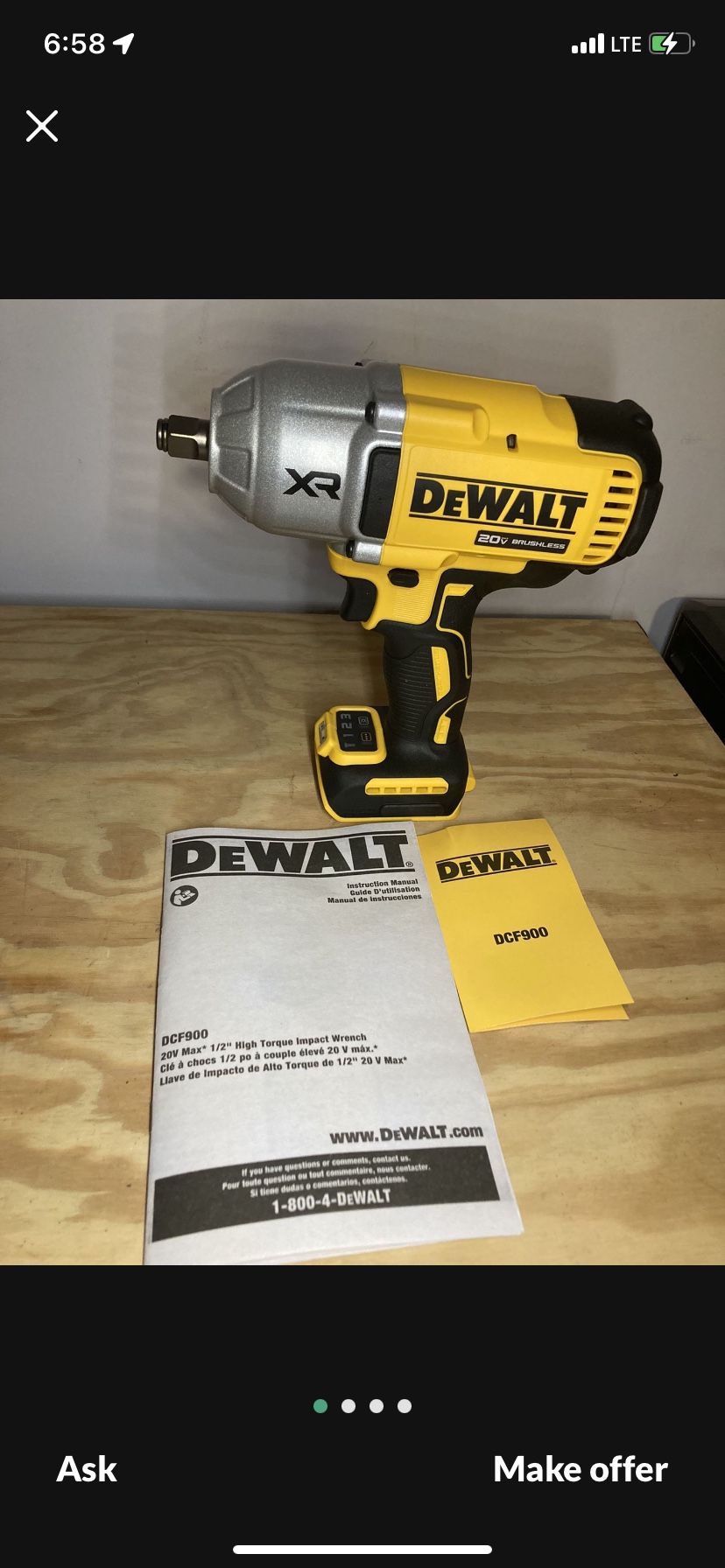 Dewalt 20v Max 1/2 High Torque Impact Wrench With Hog Anvil Tool Only 