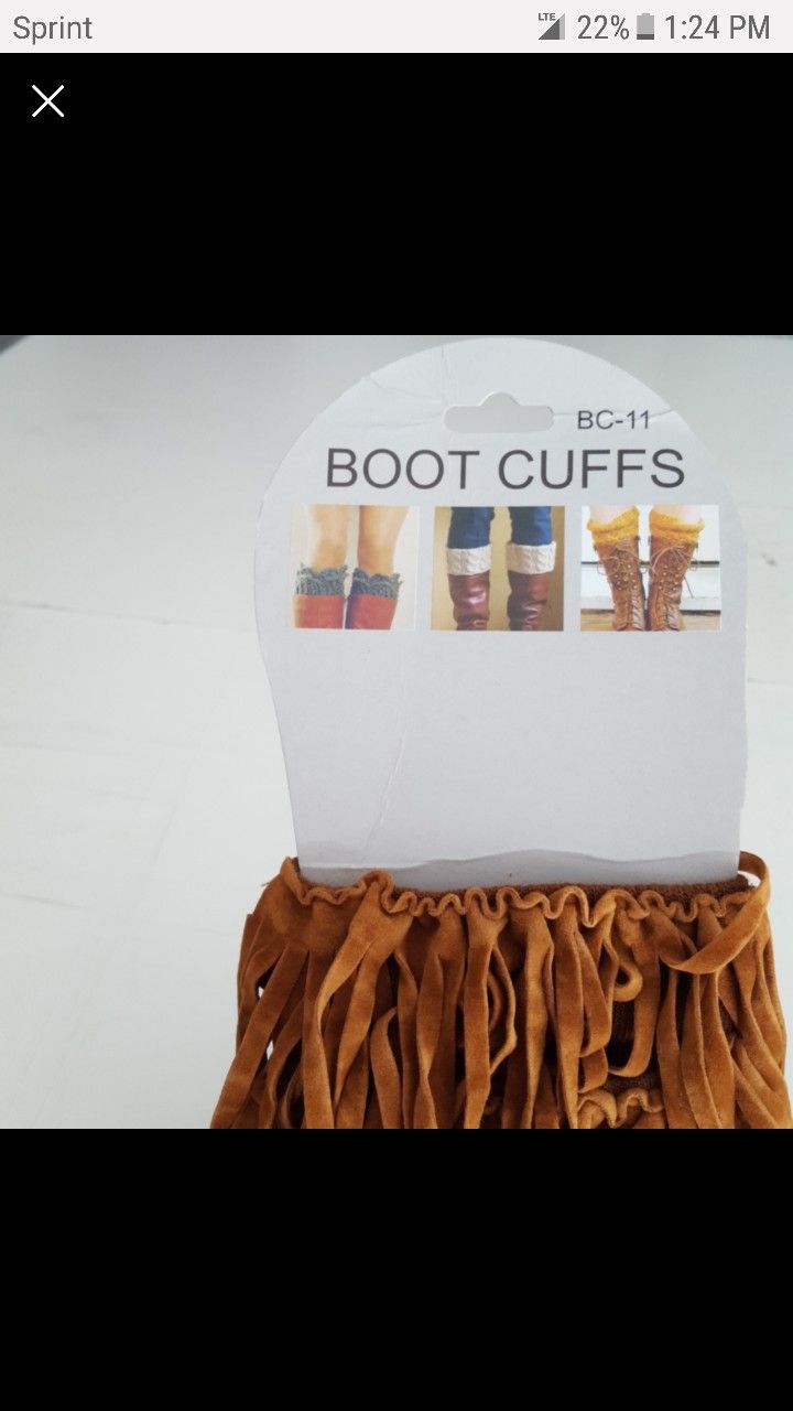 Suede Fringe Boot Cuffs